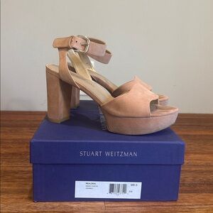 Stuart Weitzman "Real Deal" Platform Heels, “Naked”
suede, size 8
